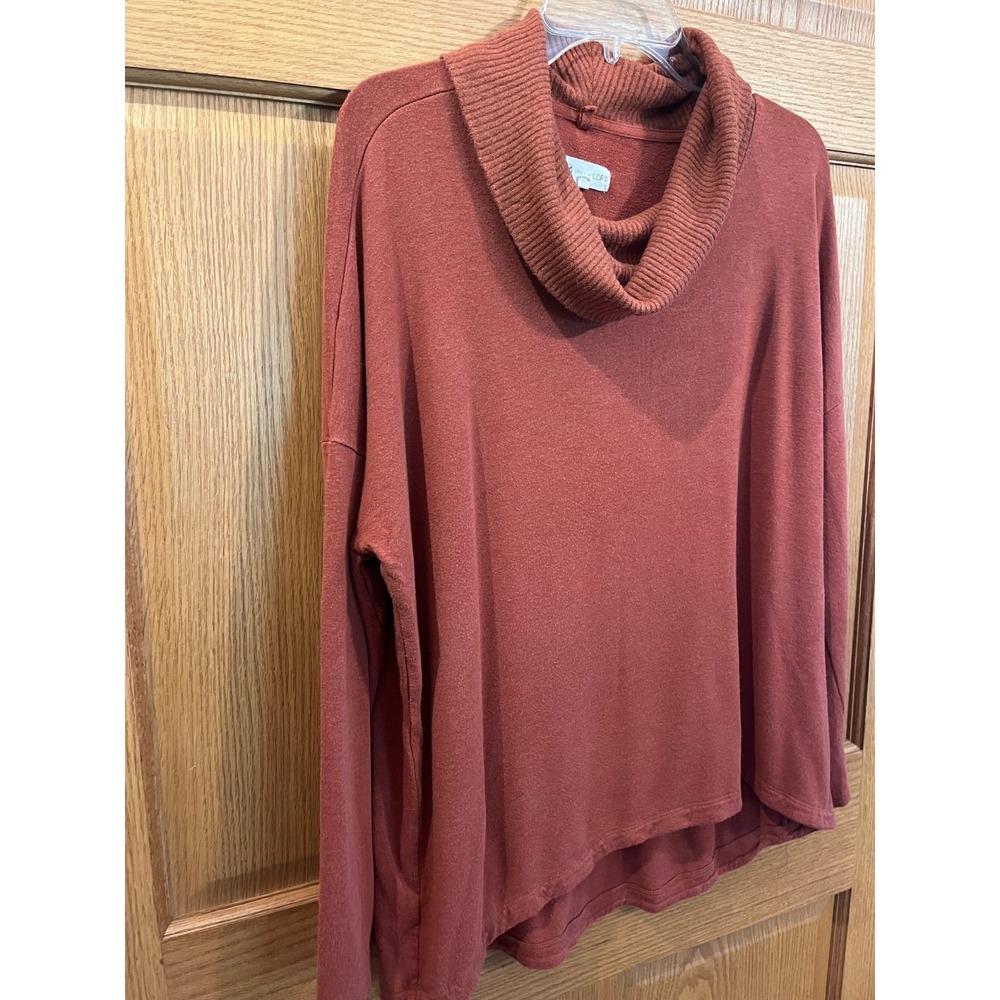 Cozy Boho Cabincore Oversized XL Terracotta Super Soft Cowlneck Tunic Sweater - Picture 2 of 7